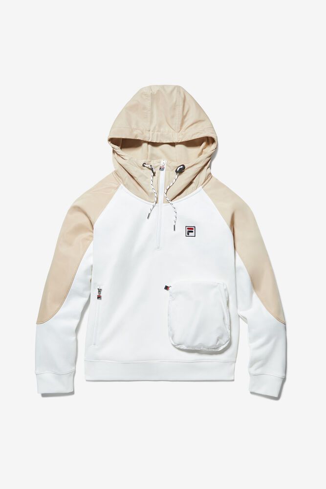 Fila Milano 1/2 Zip White Hoodie Mens - NZ 85931-FDBY